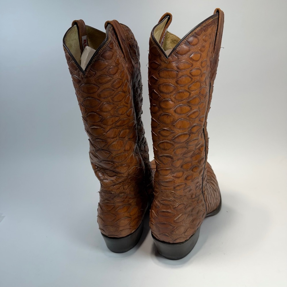 VTG Rudel Mens Brown Leather Embossed  Ant Eater Western Cowboy Boots Size 14 E - Picture 5 of 13